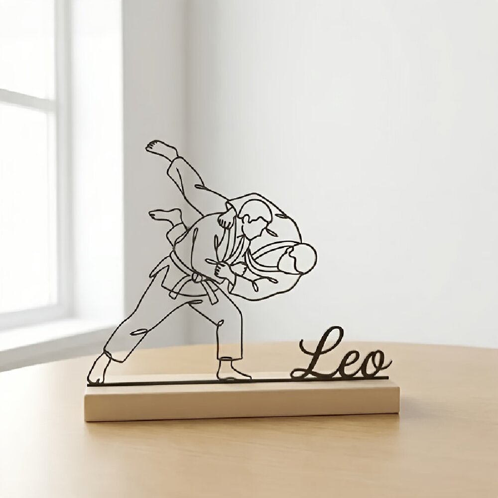 Eve Party - Personalizowana Statuetka Judo z Grawerem, Drewniana