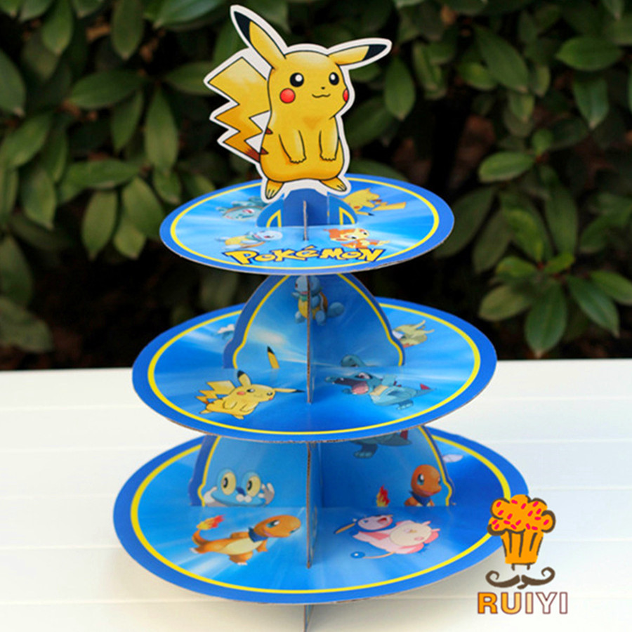 Cupcake Stand Tier - Pikachu Pokemon Trzypoziomowy stojak na ciasto
