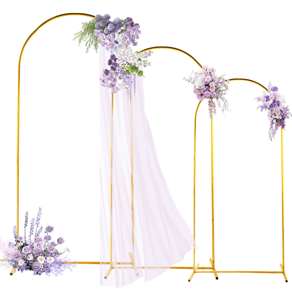 Balloon Arch Kit - 3-pak Złote Metalowe Łuki, Regulowane i
