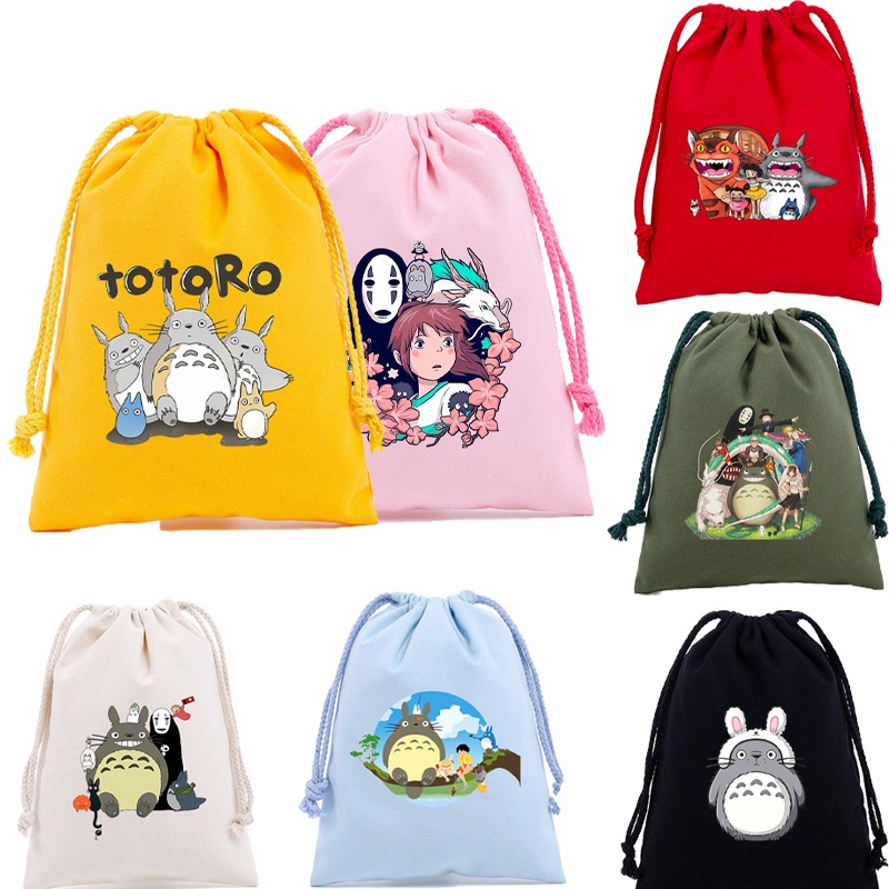Party Favor Bag - Bawełniane, urocze woreczki ze sznurkiem Totoro,