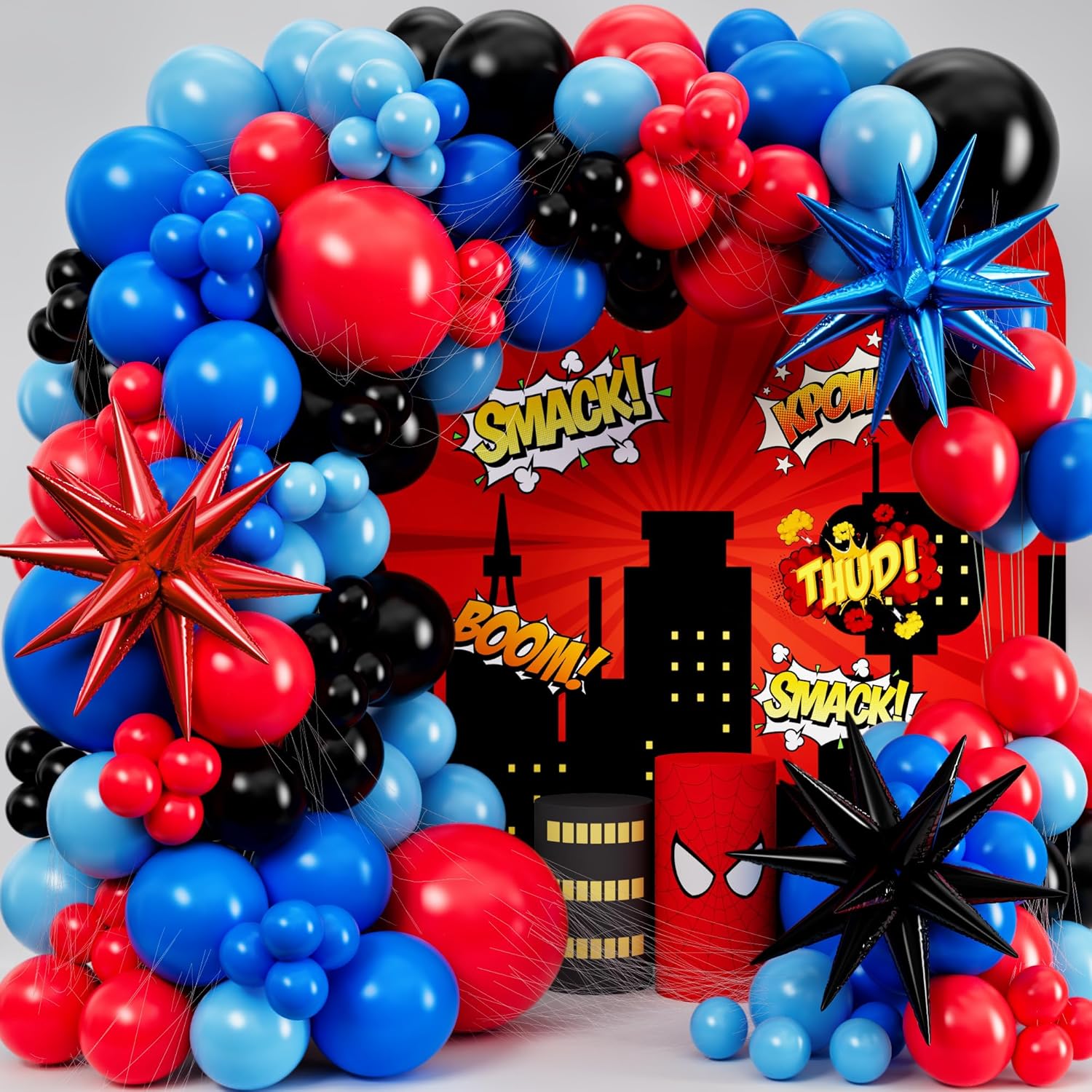 Czarno-Czerwono-Niebieskie Bal – Balloon Arch Kit recenzja i cena