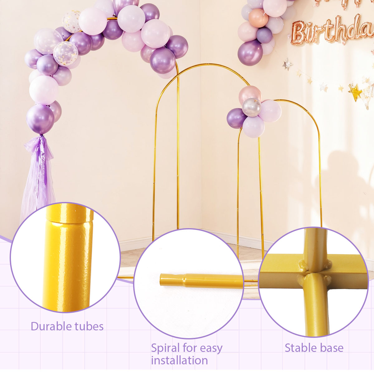 3-pak Złote Metalowe Łuki, Reg – Balloon Arch Kit recenzja i cena
